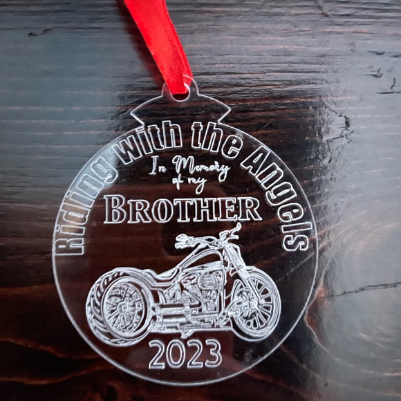 Motorcycle Memorial engraved Christmas Ornament - Picture 3 of 3
